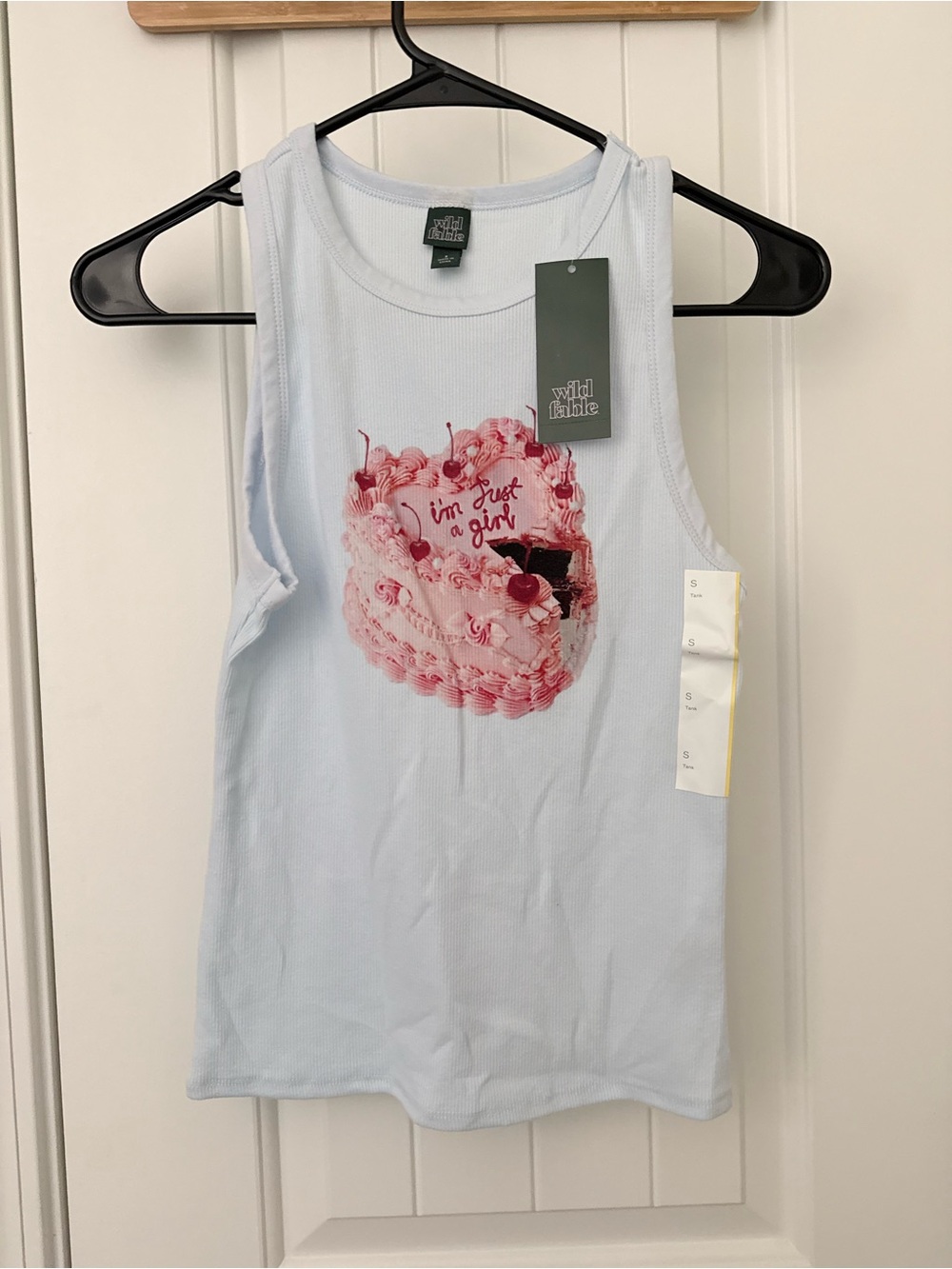 wild fable Light Blue Tank Top with Pink Cake Graphic